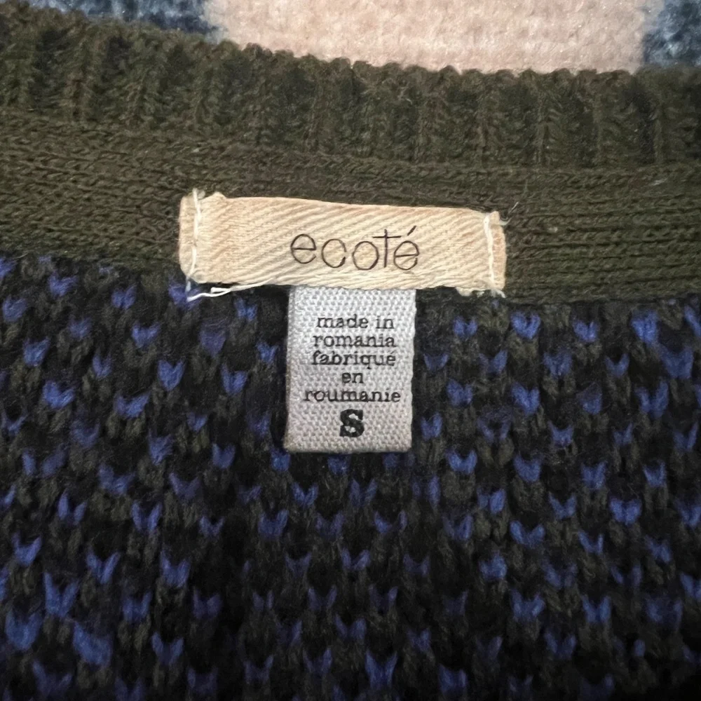 Ecoté Olive & Blue Leopard Sweater | Women's US Size S - Picture 2 of 2